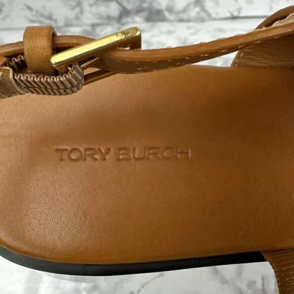 Tory Burch Mini Everly Back Strap Sandal Size 11 Antique Tan Vanchetta Leather - Picture 7 of 11